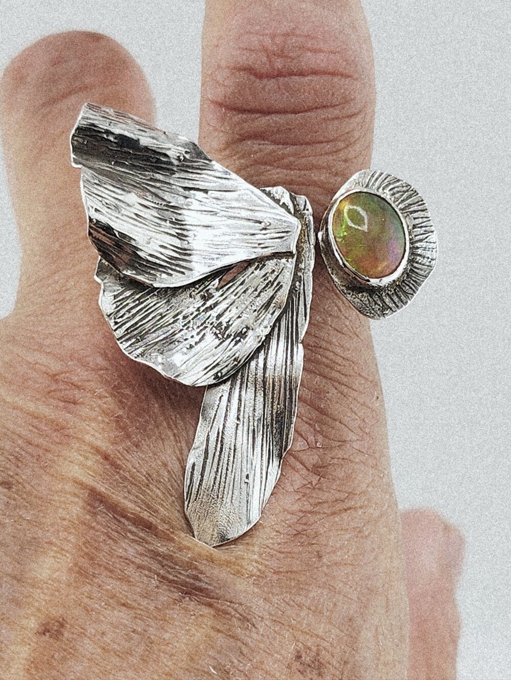 OPAL GEMSTONE BUTTERFLIE RING ADJUSTABLE SIZE FROM 7/9.5